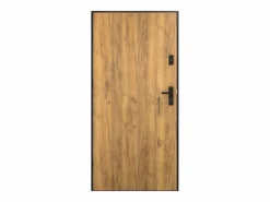 Sale Puerta de entrada de acero Alt. 207 x L100 cm - Madera y negro - apertura hacia la derecha - COBRITA Puerta De Entrada
