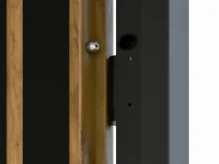 Sale Puerta de entrada de acero Alt. 207 x L100 cm - Madera y negro - apertura hacia la derecha - COBRITA Puerta De Entrada