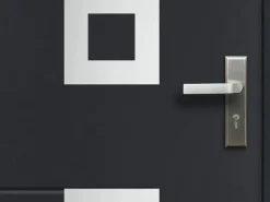 Vente-unique Puerta de entrada de acero con acero inoxidable, 207 x 100 cm, antracita, apertura a la izquierda, TIFANA