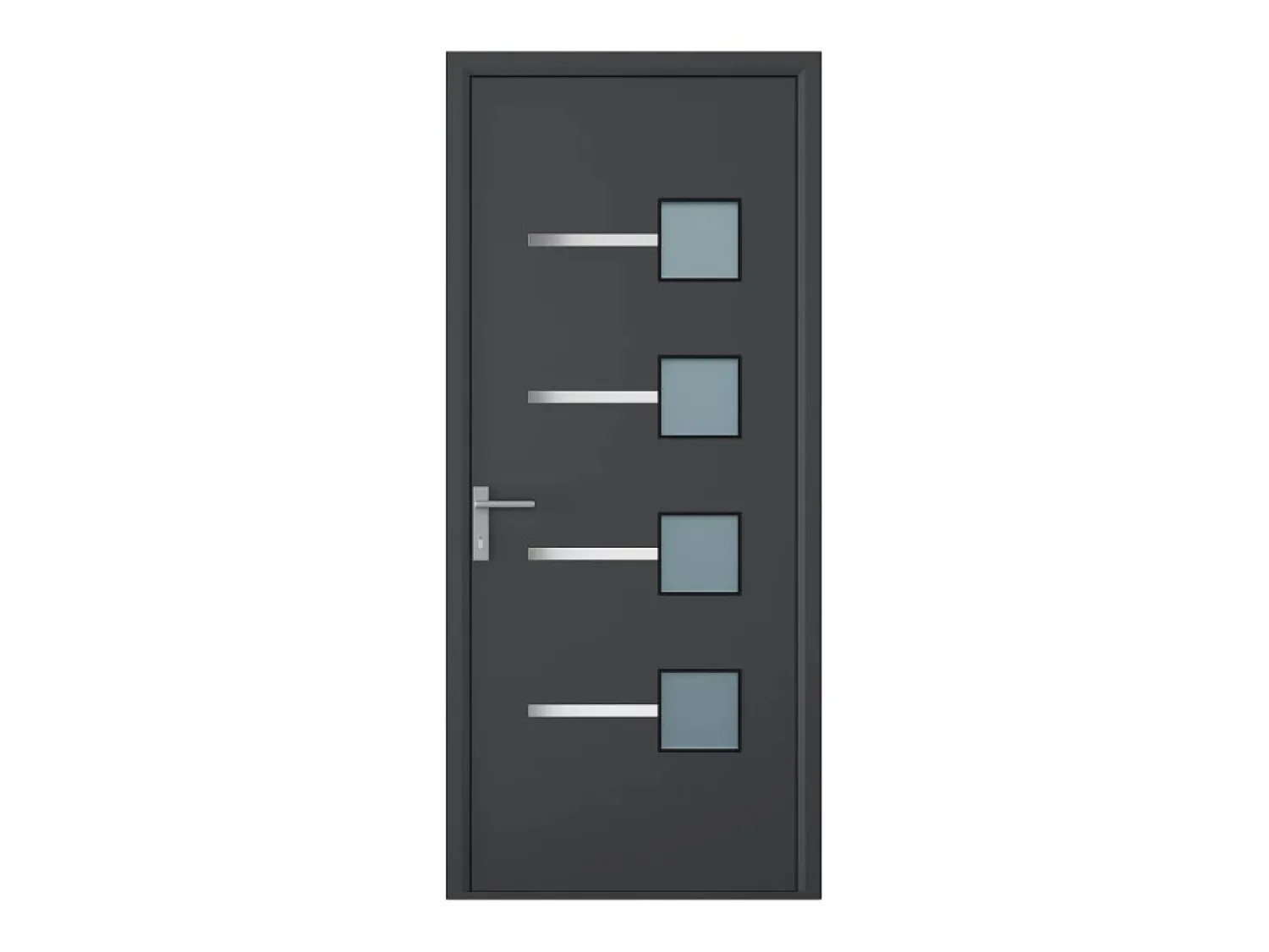 Hot Vente-unique Puerta de entrada de aluminio Alt. 218 x L96 cm antracita - apertura hacia la derecha - AMARES Gris antracita