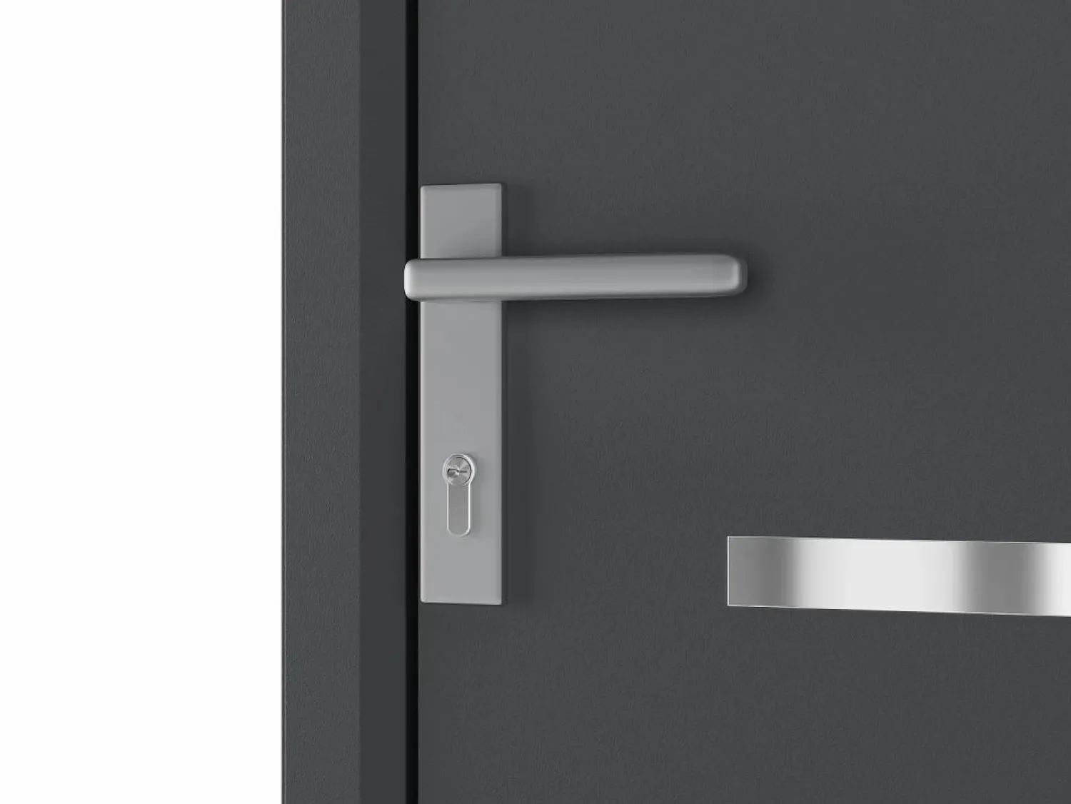 Hot Vente-unique Puerta de entrada de aluminio Alt. 218 x L96 cm antracita - apertura hacia la derecha - AMARES Gris antracita