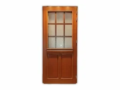 Outlet GD Menuiseries Puerta de entrada de madera 'Alena' 215X90 Empuje a la izquierda Se vende con manilla y cerradura sin manilla Marru00f3n