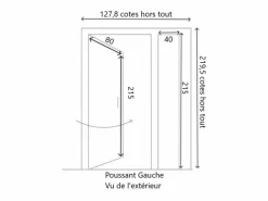 Clearance Puerta de entrada de madera esmaltada Tiercee Vauban H215 x L120 p.izquierda + Tirador Y Cilindro (ref 010403RFP) Tabla Dimensiones sin manilla Puerta De Entrada