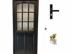 Sale GD Menuiseries Puerta de Entrada de Madera Exo Modelo 'Alicia' 215X90 Zurda con Manilla y Barril sin manilla Gris