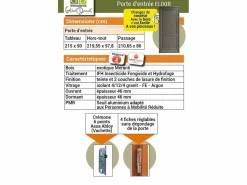 GD Menuiseries Puerta de Entrada de Madera Maciza, Elixir, Verde RAL7002, Al.215xl.90 p. tabla de dimensiones correctas sin manilla Color natural claro