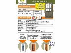 GD Menuiseries Puerta de entrada de madera esmaltada, Ady, Verde RAL7002, Al.215xl.90 p.izquierda + Tirador Y Cilindro (ref010723NO) Lateral de mesa sin manilla