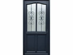 Hot GD Menuiseries Puerta de Entrada de Madera Exo Modelo 'Sanna' 215X90 Panel Empujador Izquierdo sin manilla Gris antracita