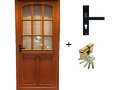 Clearance Puerta de entrada de madera acristalada, Agatha, Al.215xl.90 p. derecha + Mango Y Barril (ref010723NO) Dimensión mesa sin manilla Puerta De Entrada