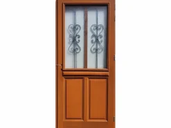 Hot GD Menuiseries Puerta de entrada de madera esmaltada, Syrah, Al.215xl.90 p.izq + Tirador Y Cilindro (ref 010403FP) Lateral de mesa sin manilla Color natural claro