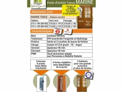 Online GD Menuiseries Puerta de Entrada Escalonada 'Marine' Tamaño 215 X 140 Empuje Izquierdo (Dimensiones de la Tabla) sin manilla Marru00f3n
