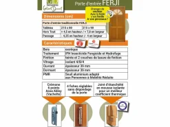 Outlet GD Menuiseries Puerta de Entrada 'Ferji' 215X90 Empuje a la Izquierda Vendida con Manilla y Cerradura sin manilla Marru00f3n