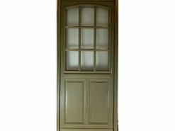 GD Menuiseries Puerta de entrada Madera vítrea, Andore RAL 7002, H,215xl,90 p,izquierda Dimensiones Cuadro sin manilla