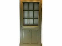 Discount GD Menuiseries Puerta de entrada Madera vítrea, Andore RAL 7002, H,215xl,80 p,izquierda Dimensiones Cuadro sin manilla Color natural claro