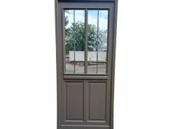 Best GD Menuiseries Puerta de entrada Madera vítrea, Santiago marron RAL7039, H,215xl,90 p, derecha Cote Tableau sin manilla Gris