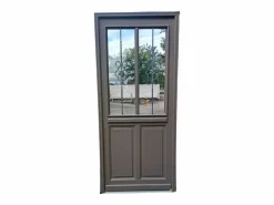 Sale GD Menuiseries Puerta de entrada Madera vítrea, Santiago marron RAL7039, H,200xl,90 p, izquierda Cote Tableau sin manilla Gris
