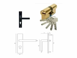 GD Menuiseries Puerta de entrada Madera vítrea, Alize RAL 3004, H,215xl,90 p, derecha + Mango y Manilla (010723NO) Dimensiones Cuadro sin manilla