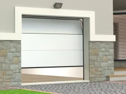Outlet Somfy Puerta de garaje seccional con motor efecto madera blanca PRIETA Blanco