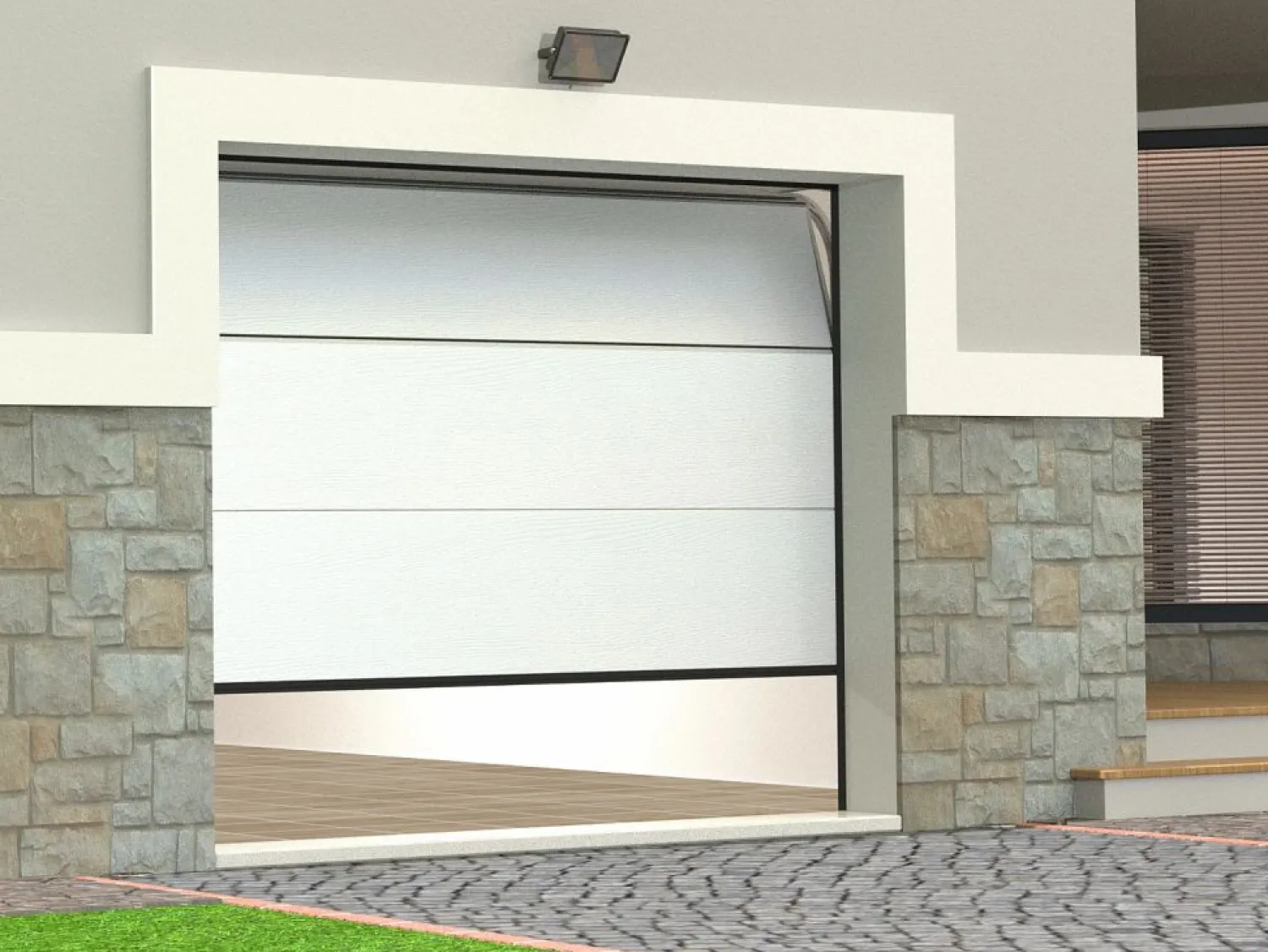Outlet Somfy Puerta de garaje seccional con motor efecto madera blanca PRIETA Blanco