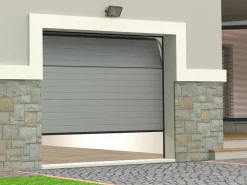 New Somfy Puerta de garaje seccional con motor efecto ranurado NORIA Gris