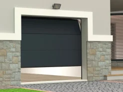 Clearance Vente-unique Puerta de garaje seccional motorizada efecto madera antracita PRIETA Gris antracita