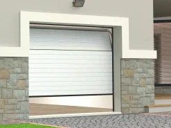 Vente-unique Puerta de garaje seccional motorizada efecto ranurado NORIA