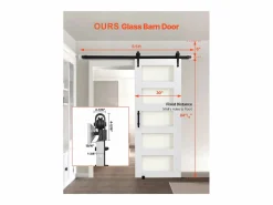 Puerta de Granero Corrediza SucceBuy, 76.2 x 213.4 cm, de Panel de MDF, Kit de Puerta Corrediza con Kit de Herrajes, Superficie de PVC Impermeable