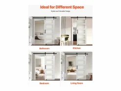 Puerta de Granero Corrediza SucceBuy, 76.2 x 213.4 cm, de Panel de MDF, Kit de Puerta Corrediza con Kit de Herrajes, Superficie de PVC Impermeable