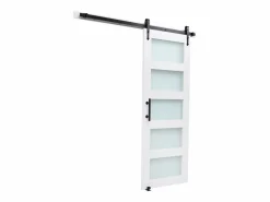 Puerta de Granero Corrediza SucceBuy, 76.2 x 213.4 cm, de Panel de MDF, Kit de Puerta Corrediza con Kit de Herrajes, Superficie de PVC Impermeable