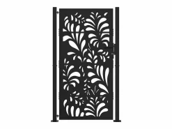 Puerta de jardín negra 105x180 cm diseño ondulado de acero