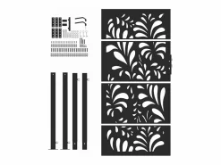 Puerta de jardín negra 105x180 cm diseño ondulado de acero