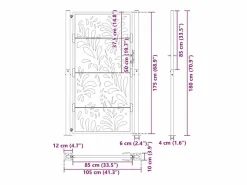 Puerta de jardín negra 105x180 cm diseño ondulado de acero
