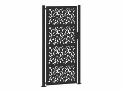 Online Puerta de jardín negra 105x205 cm diseño de hoja de acero Puerta De Entrada