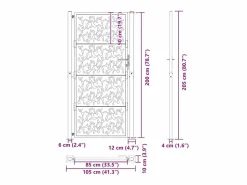Online Puerta de jardín negra 105x205 cm diseño de hoja de acero Puerta De Entrada