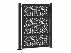 Puerta de jardín negra 105x130 cm diseño de hoja de acero