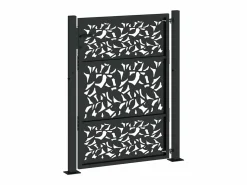 Puerta de jardín negra 105x130 cm diseño de hoja de acero