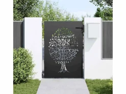 Puerta de jardín, Puerta de jardín 85x75 cm Diseño de árbol en acero Corten