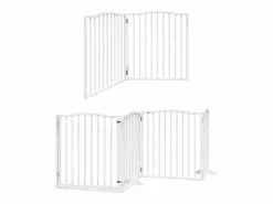 Clicnbuy Puerta de perros plegable 10 paneles madera álamo blanca 800 cm
