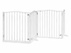 Clicnbuy Puerta de perros plegable 10 paneles madera álamo blanca 800 cm