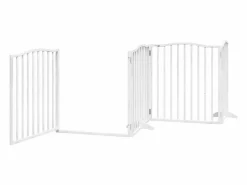 Clicnbuy Puerta de perros plegable 10 paneles madera álamo blanca 800 cm