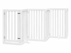 Clicnbuy Puerta de perros plegable 15 paneles madera álamo blanca 750 cm