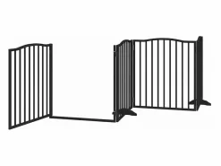 Clicnbuy Puerta de perros plegable 10 paneles madera álamo negra 800 cm
