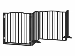 Clicnbuy Puerta de perros plegable 10 paneles madera álamo negra 800 cm