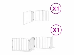 Outlet Puerta de perros plegable 6 paneles madera álamo blanca 480 cm Seguridad Para Mascotas