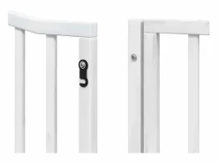 Outlet Puerta de perros plegable 6 paneles madera álamo blanca 480 cm Seguridad Para Mascotas