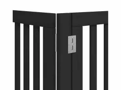 Discount Clicnbuy Puerta de perros plegable 12 paneles madera álamo negra 600 cm Negro