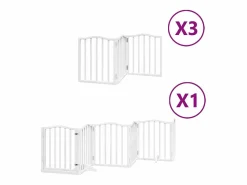 Puerta de perros plegable 15 paneles madera álamo blanca 750 cm Seguridad Para Mascotas