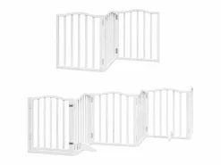 Puerta de perros plegable 15 paneles madera álamo blanca 750 cm Seguridad Para Mascotas