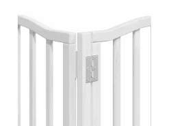 Puerta de perros plegable 15 paneles madera álamo blanca 750 cm Seguridad Para Mascotas