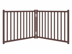 Best Clicnbuy Puerta de perros plegable 2 paneles madera abeto marrón 160 cm Marru00f3n