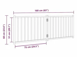 Best Clicnbuy Puerta de perros plegable 2 paneles madera abeto marrón 160 cm Marru00f3n